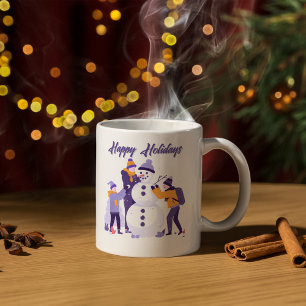 Caneca De Café Natal - Crianças de Neve no inverno