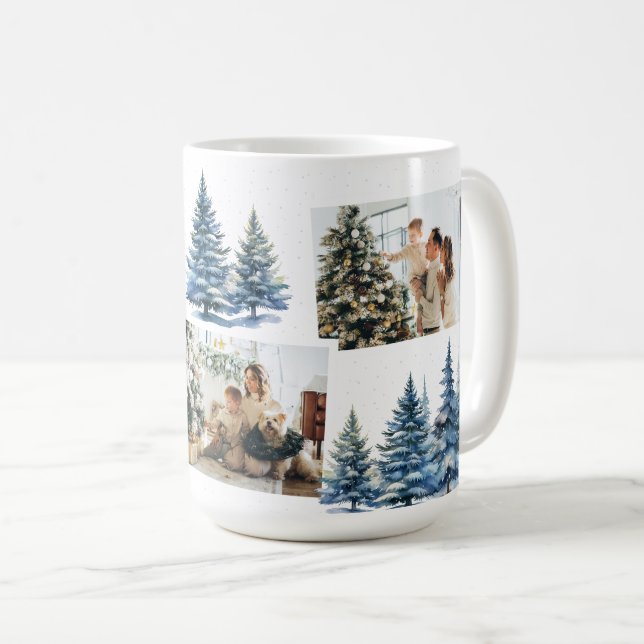 Caneca De Café Natal da Colagem de Fotos da Floresta de inverno (Frente Esquerda)