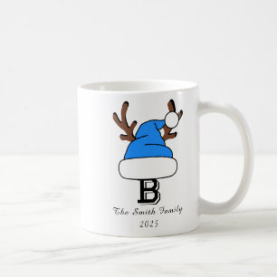 Caneca De Café Natal da família Monograma de Santa Hat