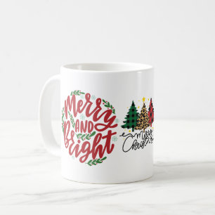 Caneca De Café Natal da feliz e Leopardo Brilhante
