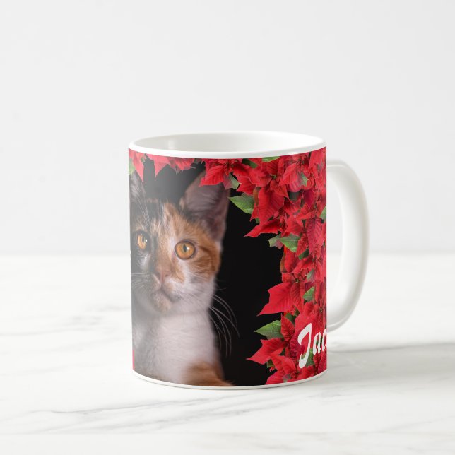 Caneca De Café Natal da foto personalizada de Pet (Frente Esquerda)