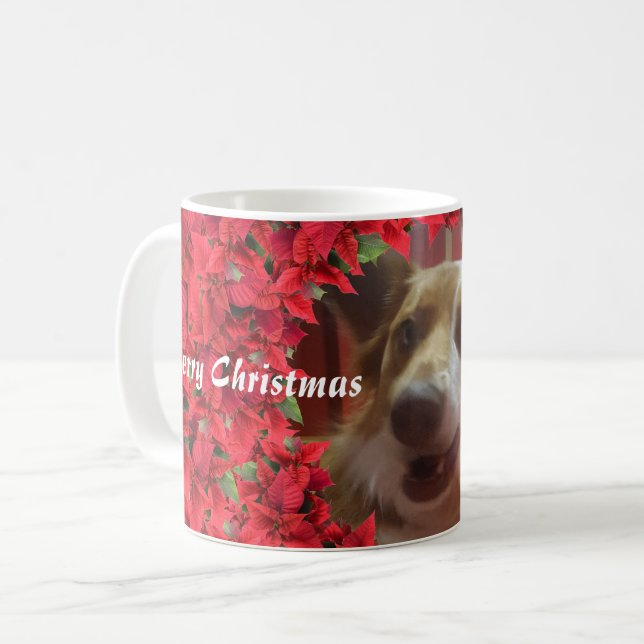 Caneca De Café Natal da foto personalizada de Pet (Frente Esquerda)
