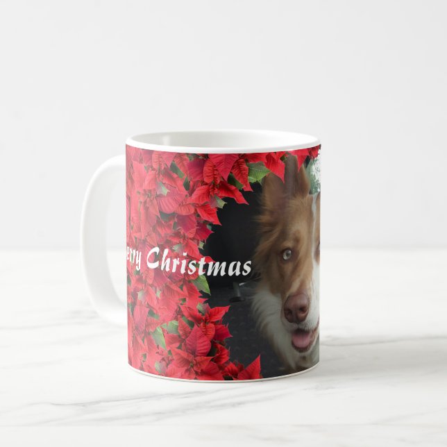 Caneca De Café Natal da foto personalizada de Pet (Frente Esquerda)