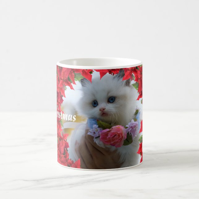 Caneca De Café Natal da foto personalizada de Pet (Centro)