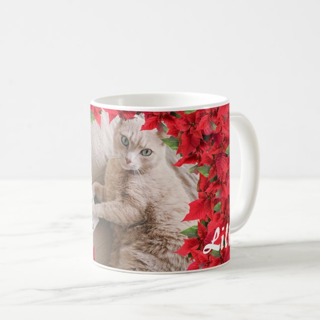 Caneca De Café Natal da foto personalizada de Pet (Frente Esquerda)