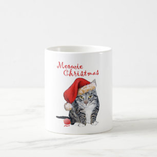Caneca De Café Natal da Gata Listrada Tabby Cat