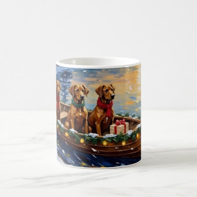 Caneca De Café Natal de barco com Rhodesian Ridgeback (Centro)