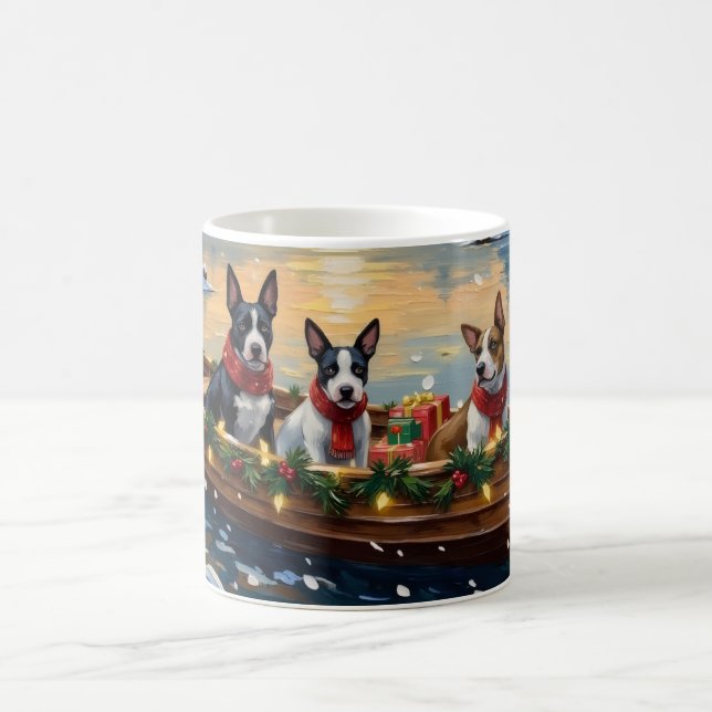 Caneca De Café Natal de barco de Bull Terrier (Centro)