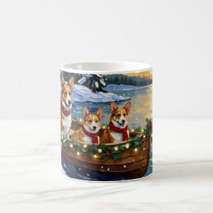 Caneca De Café Natal de barco de Corgi