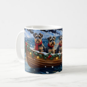 Caneca De Café Natal de barco de Schnauzer