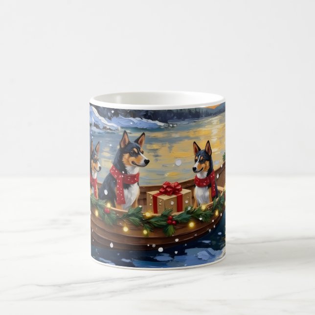 Caneca De Café Natal de barco do Basenji (Centro)