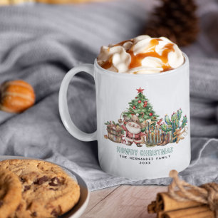 Caneca De Café Natal de Boas-Vindas   Férias Monograma Divertido 