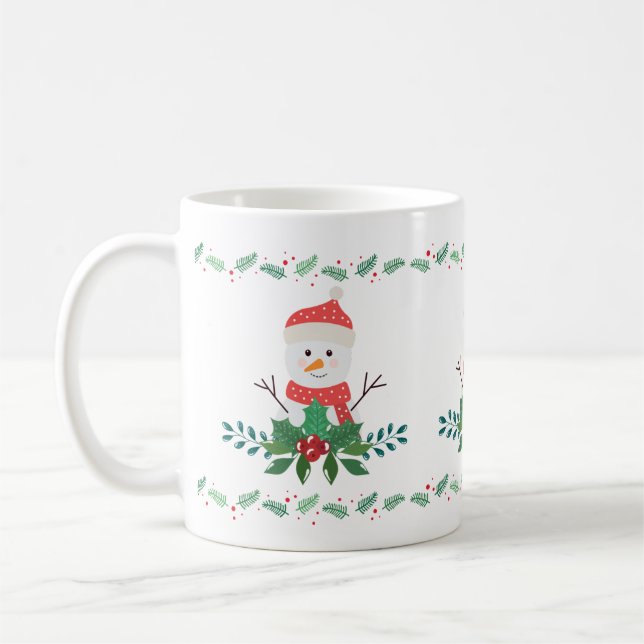 Caneca De Café Natal de Boneco de Neve Fofo | Festa de Fim de Ano (Esquerda)