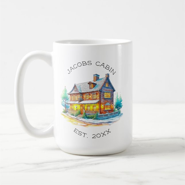 Caneca De Café Natal de Cabine de Log Personalizado (Esquerda)