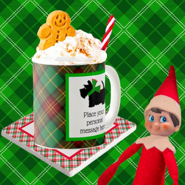 Caneca De Café Natal de Cachorro Negro Personalizado (Criador carregado)