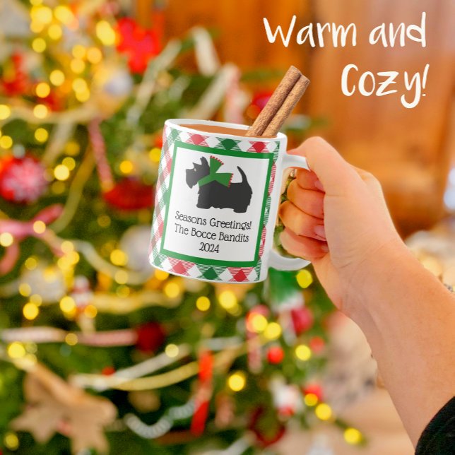 Caneca De Café Natal de Cachorro Negro Personalizado (Criador carregado)