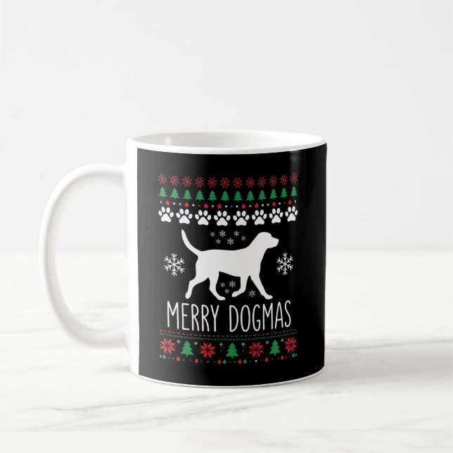 Caneca De Café Natal de Cachorro Vetor de Dogmas Alegres (Esquerda)