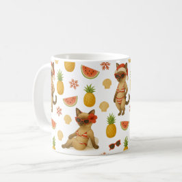 Caneca De Café Natal de Cat em julho para o tema Cat Lovers Beach