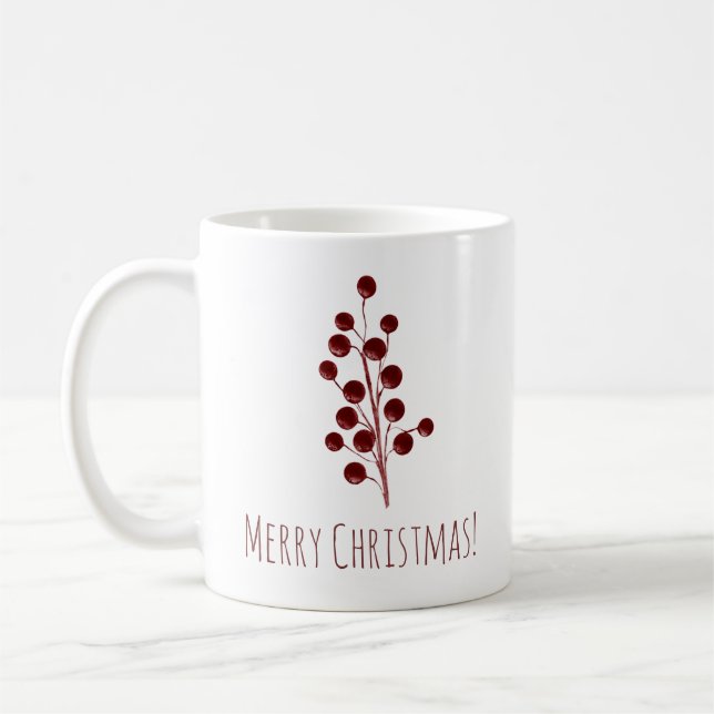 Caneca De Café Natal de cereja vermelha (Esquerda)
