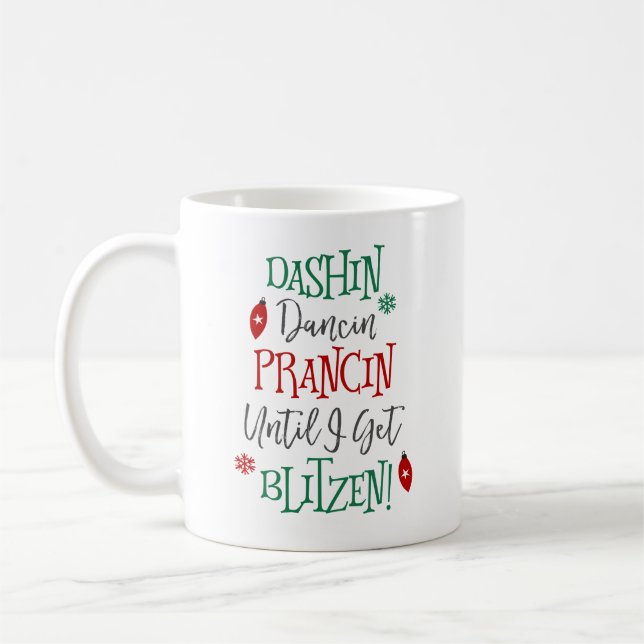 Caneca De Café Natal de Dashin Dancin Prancin (Esquerda)
