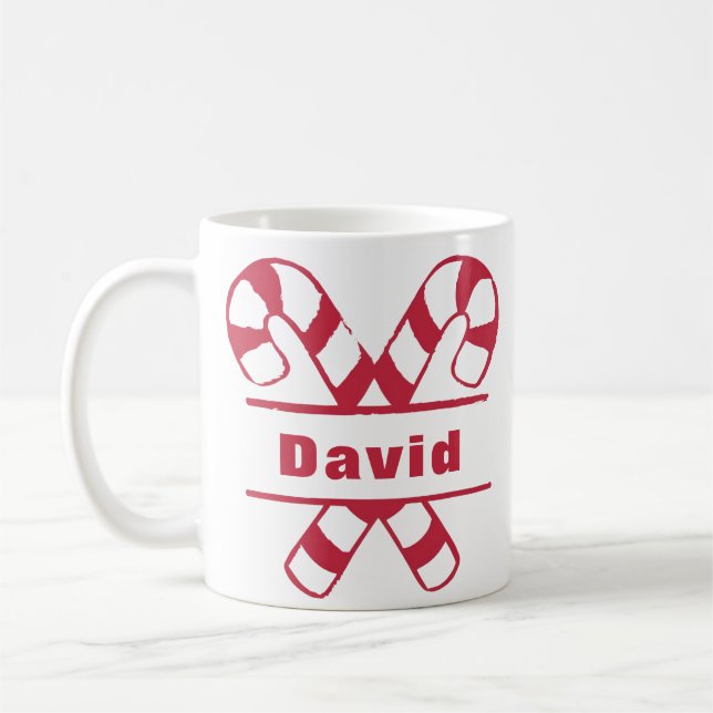 Caneca De Café Natal de Férias de Canes Crosssed Candy (Esquerda)