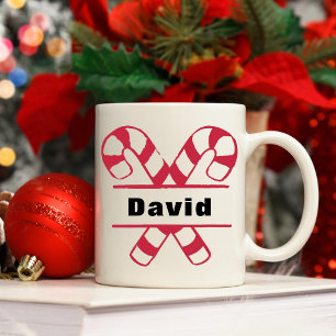 Caneca De Café Natal de Férias de Canes Crosssed Candy