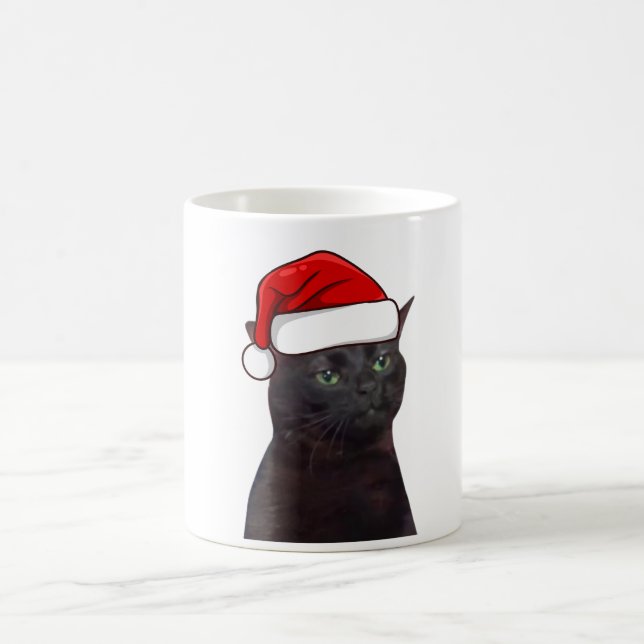 Caneca De Café Natal de Gato de Saída Zonado (Centro)