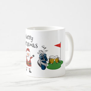 Caneca De Café Natal de golfe com Papais noeis, cerveja e saco de