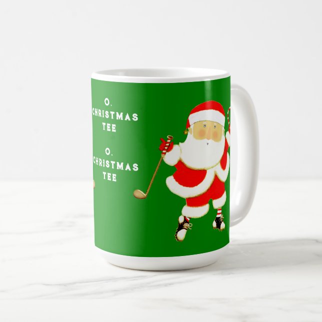 Caneca De Café Natal de Golfe Divertido (Frente Esquerda)