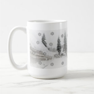 Caneca De Café Natal de inverno em queda de neve