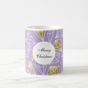 Caneca De Café Natal de Ouros Dourados Roxos
