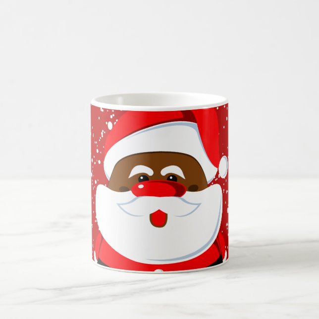Caneca De Café Natal de Papai Noel afro-americano (Centro)