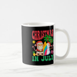 Caneca De Café Natal de Papai Noel Surfando na Praia Havaiana em 