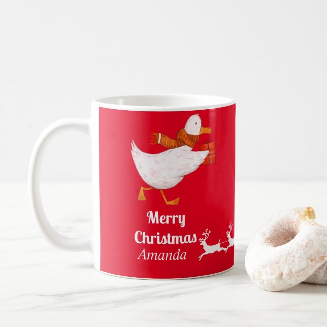 Caneca De Café Natal de pato bonito (Com Donut)