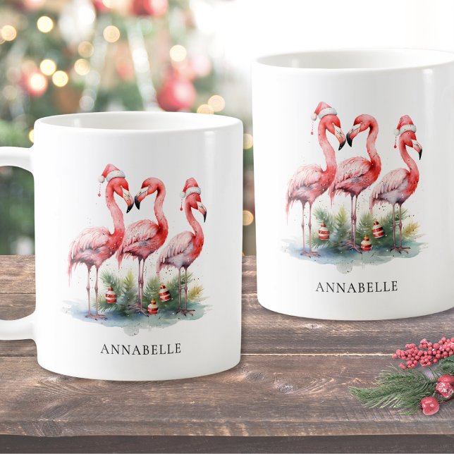 Caneca De Café Natal de praia tropical personalizado (Personalized Tropical Beach Christmas Coffee Mug)