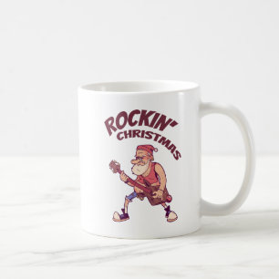 Caneca De Café Natal de Rockin, Papais noeis balançando com Guita