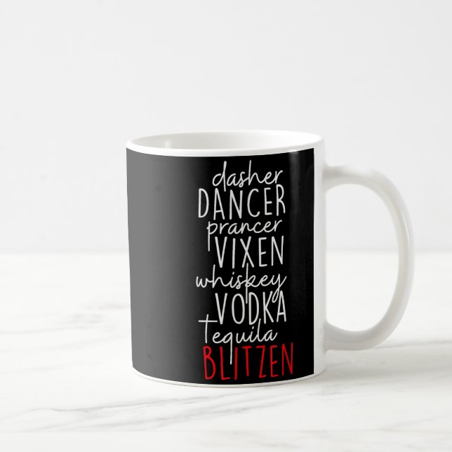 Caneca De Café Natal Divertido Dasher Dancer Prancer Vixen Bigode (Direita)