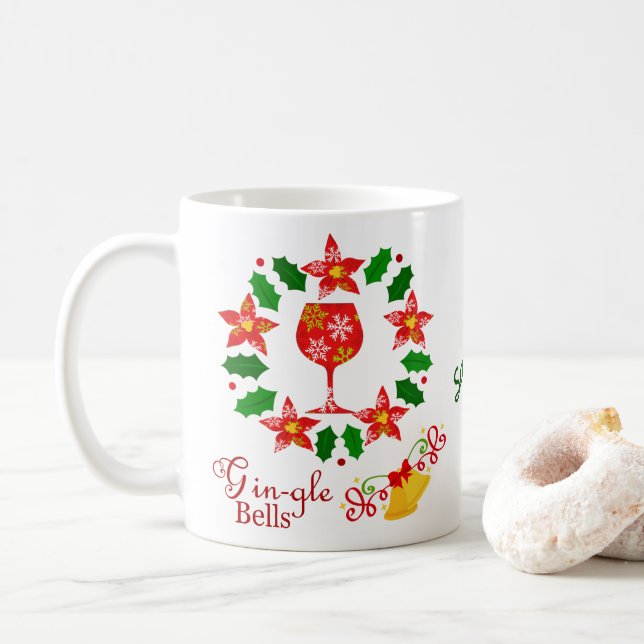 Caneca De Café Natal Divertido Sininhos das Festas (Com Donut)
