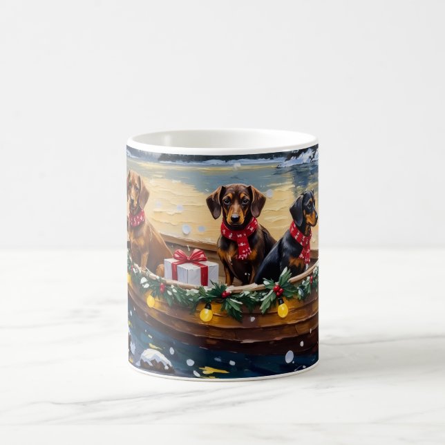 Caneca De Café Natal do Barco do Dachshund (Centro)