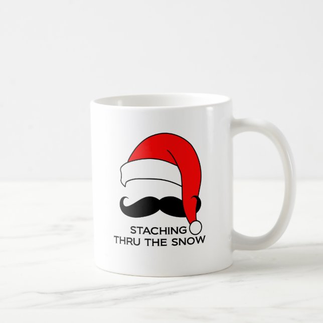 Caneca De Café Natal do bigode - Staching através da neve (Direita)