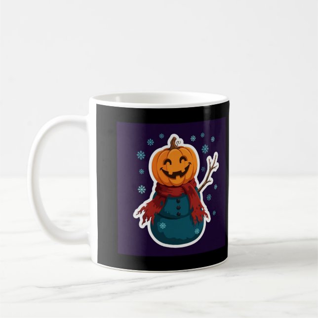 Caneca De Café Natal do Boneco de Neve com Cabeça de Abóbora (Esquerda)