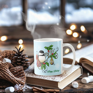 Caneca De Café Natal do Chickadee de inverno