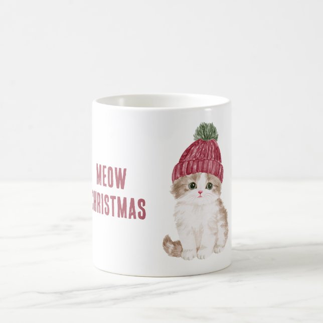 Caneca De Café Natal do Gato com um Chapéu (Centro)