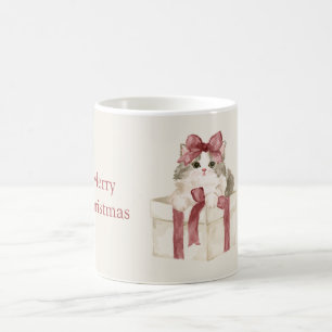 Caneca De Café Natal do Gato na Caixa