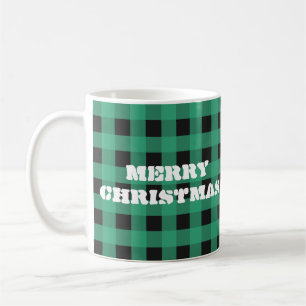 Caneca De Café Natal do Monograma Personalizado da Xadrez de Veri
