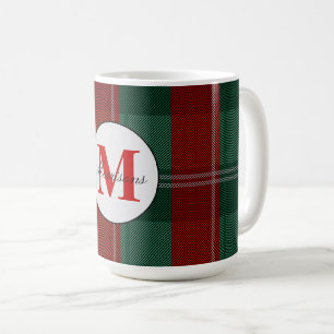 Caneca De Café Natal do Monograma xadrez