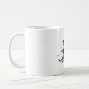 Caneca De Café Natal do Papai Noel de Esqui na Descida