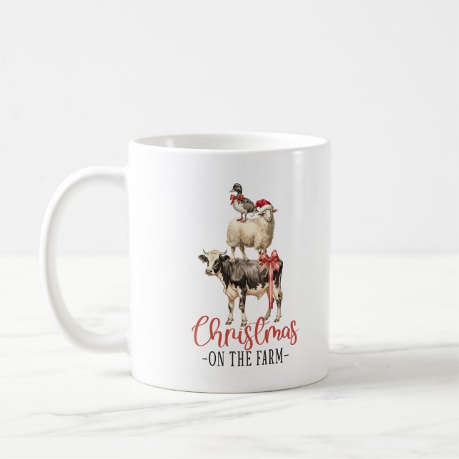 Caneca De Café Natal dos animais de criação na fazenda (Esquerda)