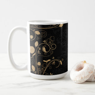 Caneca De Café Natal Dourado e negro personalizado