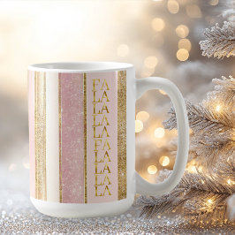 Caneca De Café Natal Dourado rosa Fa La Pattern#27 ID1009